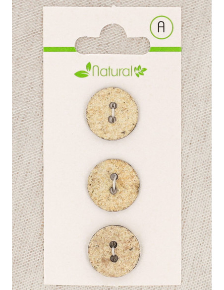 Carta di 3 bottoni écru e beige 15 mm 2 fori - Marmorizzati