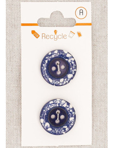 Carta di 2 bottoni blu jeans 20 mm 4 fori - Bordo arrotolato