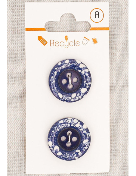 Carta di 2 bottoni blu jeans 20 mm 4 fori - Bordo arrotolato
