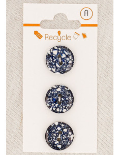Scheda di 3 bottoni blu marino 15 mm 2 fori - Terrazzo