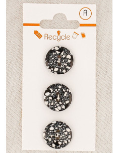Carta di 3 bottoni neri 15 mm 2 fori - Terrazzo