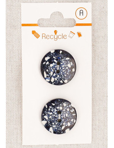 Scheda di 2 bottoni blu marino 20 mm 2 fori - Terrazzo