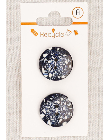Scheda di 2 bottoni blu marino 20 mm 2 fori - Terrazzo