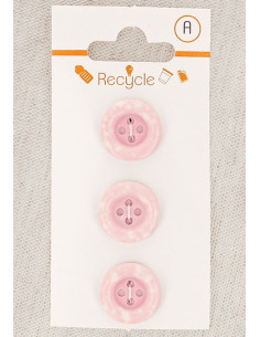 Carta di 3 bottoni rosa 15 mm 4 fori - Bordo arrotolato terrazzo