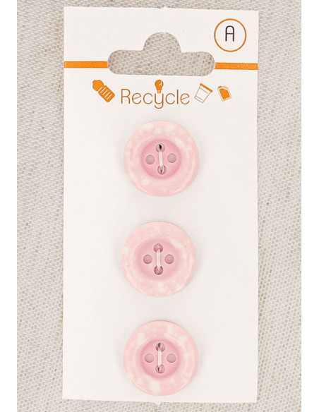 Carta di 3 bottoni rosa 15 mm 4 fori - Bordo arrotolato terrazzo