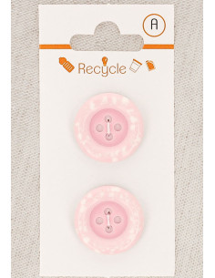 Carta di 2 bottoni rosa 20 mm 4 fori - Bordo arrotolato terrazzo
