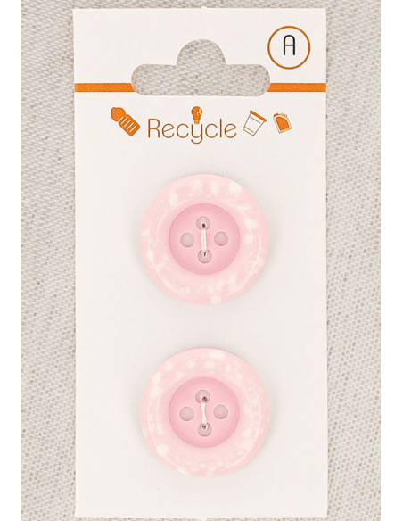 Carta di 2 bottoni rosa 20 mm 4 fori - Bordo arrotolato terrazzo