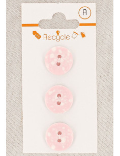 Carta di 3 bottoni rosa 15 mm 2 fori - Terrazzo