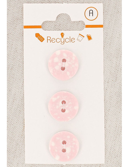 Carta di 3 bottoni rosa 15 mm 2 fori - Terrazzo