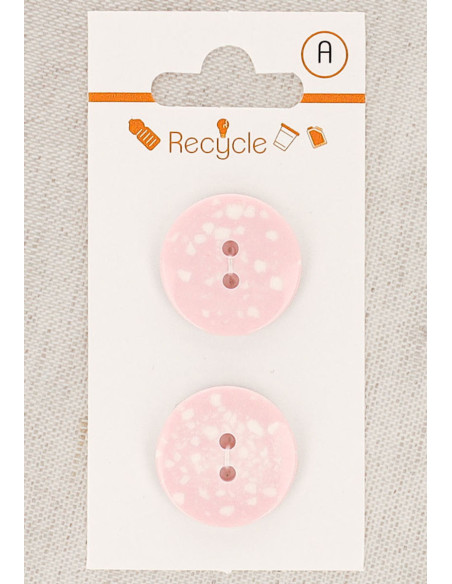 Scheda di 2 bottoni rosa 20 mm 2 fori - Terrazzo
