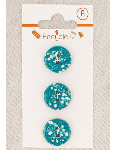 Carta di 3 bottoni turchesi 15 mm 2 fori - Terrazzo