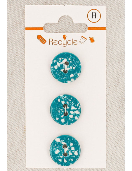 Carta di 3 bottoni turchesi 15 mm 2 fori - Terrazzo