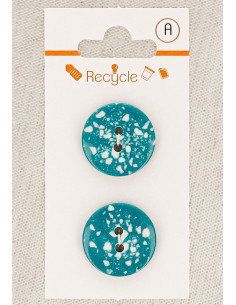 Carta di 2 bottoni turchesi 20 mm 2 fori - Terrazzo