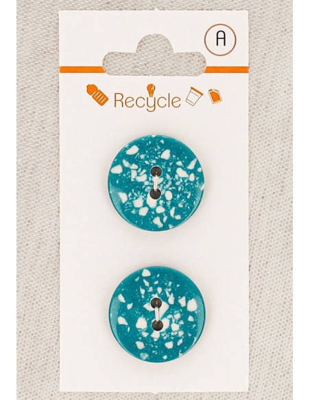 Carta di 2 bottoni turchesi 20 mm 2 fori - Terrazzo