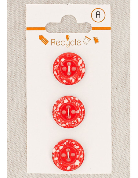 Carta di 3 bottoni rossi 15 mm 4 fori - Bordo arrotolato terrazzo