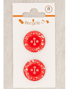 Carta di 2 bottoni rossi 20 mm 4 fori - Bordo arrotolato terrazzo