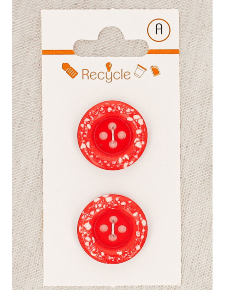 Carta di 2 bottoni rossi 20 mm 4 fori - Bordo arrotolato terrazzo