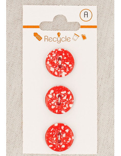 Carta di 3 bottoni rossi 15 mm 2 fori - Terrazzo
