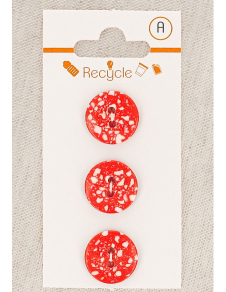 Carta di 3 bottoni rossi 15 mm 2 fori - Terrazzo