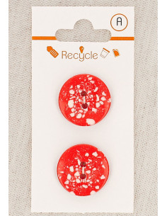 Scheda di 2 bottoni rossi 20 mm 2 fori - Terrazzo