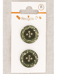 Carta di 2 bottoni kaki 20 mm 4 fori - Bordo arrotolato terrazzo