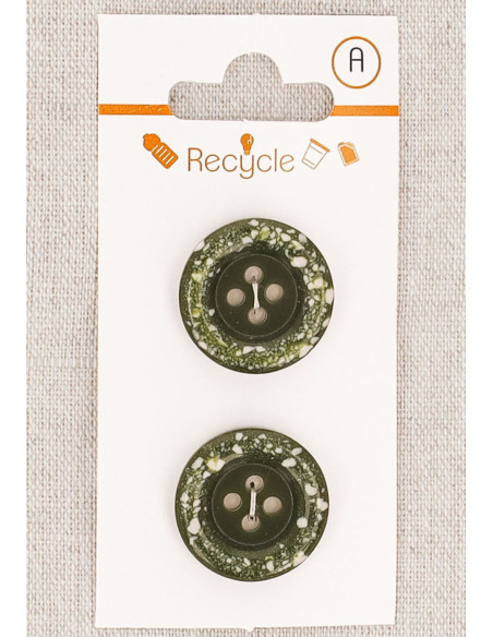 Carta di 2 bottoni kaki 20 mm 4 fori - Bordo arrotolato terrazzo