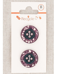 Carta di 2 bottoni viola 20 mm 4 fori - Bordo arrotolato terrazzo
