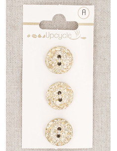 Carta di 3 bottoni beige 15 mm 2 fori - Screziati