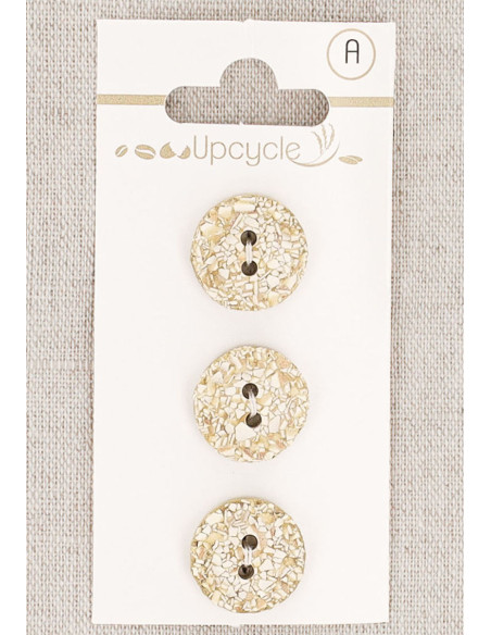 Carta di 3 bottoni beige 15 mm 2 fori - Screziati