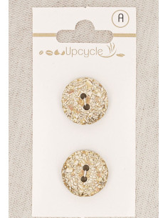 Scheda di 2 bottoni beige 18 mm 2 fori - Screziati