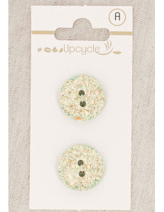 Carta di 2 bottoni menta 18 mm 2 fori - Screziati