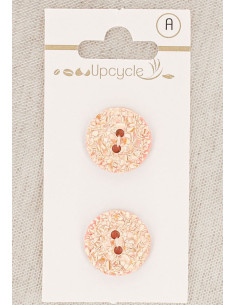 Carta di 2 bottoni rosa 18 mm 2 fori - Screziati