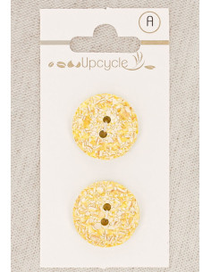 Carta di 2 bottoni limone 20 mm 2 fori - Screziati