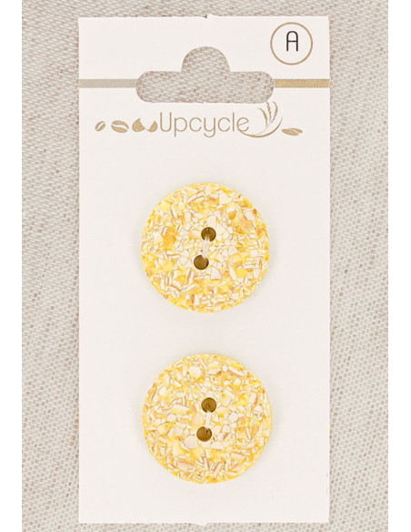Carta di 2 bottoni limone 20 mm 2 fori - Screziati