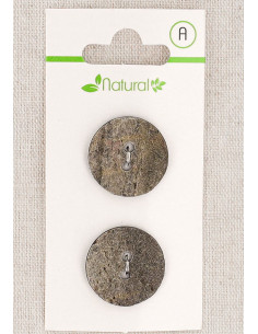Carta di 2 bottoni grigi 20 mm 2 fori - Testurizzati