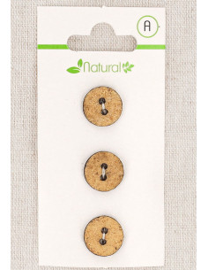 Carta di 3 bottoni beige 13 mm 2 fori - Testurizzati