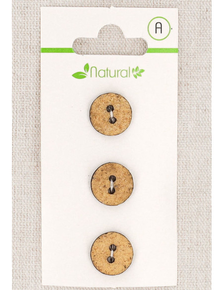 Carta di 3 bottoni beige 13 mm 2 fori - Testurizzati