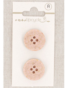 Carta di 2 bottoni rosa 20 mm 4 fori - Chicchi di riso