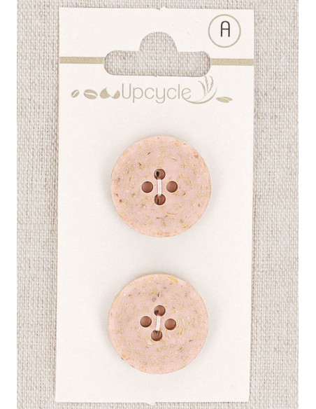 Carta di 2 bottoni rosa 20 mm 4 fori - Chicchi di riso