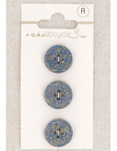 Carta di 3 bottoni blu 15 mm 4 fori - Chicchi di riso