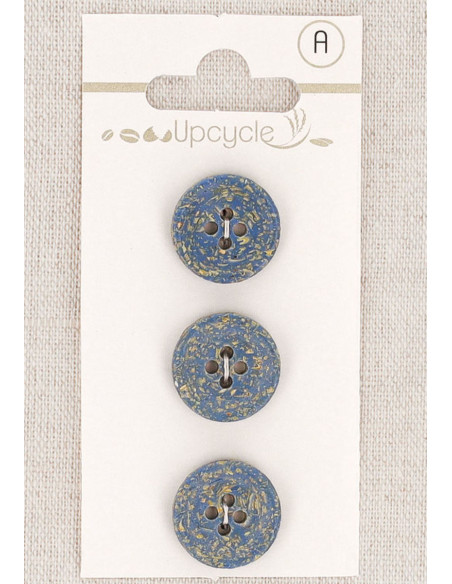 Carta di 3 bottoni blu 15 mm 4 fori - Chicchi di riso