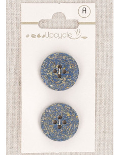 Carta di 2 bottoni blu 20 mm 4 fori - Chicchi di riso