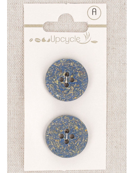 Carta di 2 bottoni blu 20 mm 4 fori - Chicchi di riso