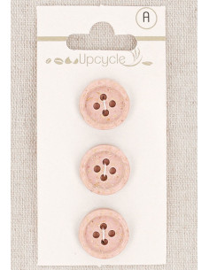 Carta di 3 bottoni rosa 15 mm 4 fori - Chicchi di riso arrotolati