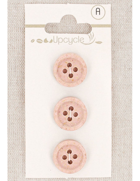 Carta di 3 bottoni rosa 15 mm 4 fori - Chicchi di riso arrotolati