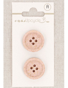 Carta di 2 bottoni rosa 20 mm 4 fori - Chicchi di riso arrotolati