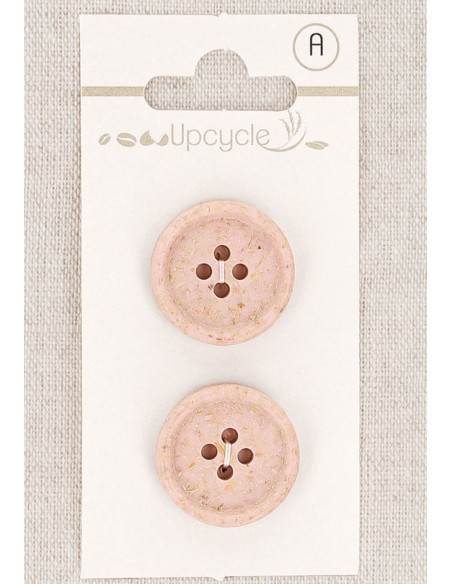 Carta di 2 bottoni rosa 20 mm 4 fori - Chicchi di riso arrotolati