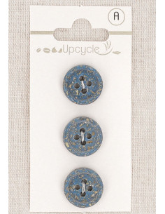 Carta di 3 bottoni blu 15 mm 4 fori - Grani di riso arrotolati