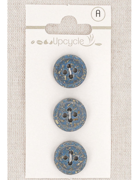 Carta di 3 bottoni blu 15 mm 4 fori - Grani di riso arrotolati