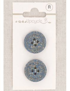 Carta di 2 bottoni blu 20 mm 4 fori - Grani di riso arrotolati